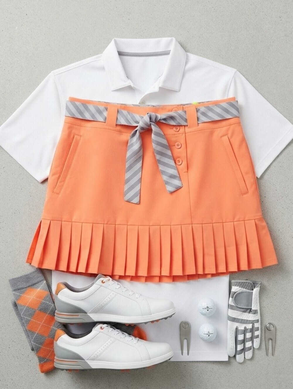 Nike Golf Tour Performance Dri-fit 2in1 Orange Skirt With Gray Shorts